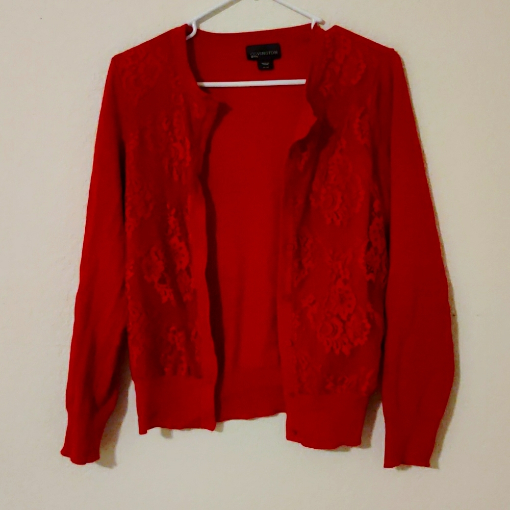 Cherry Red Petite Button up Cardigan